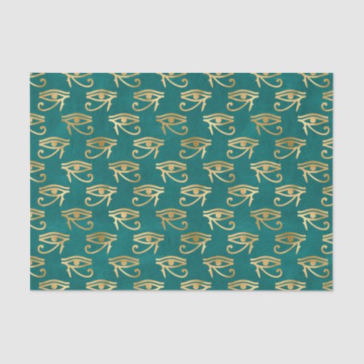 Groen en Goud Egyptisch Oog van Ra Tissue Paper Tissuepapier (Voorkant)