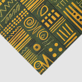 Groen en Goud Elegant Afrikaans Etnisch Patroon Tissuepapier (Detail)