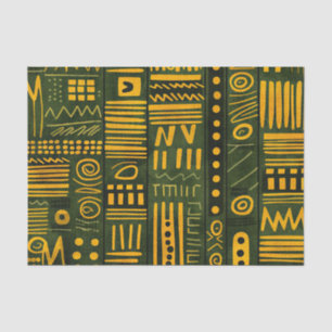 Groen en Goud Elegant Afrikaans Etnisch Patroon Tissuepapier