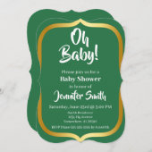Groen en Goud Elegant Baby shower Kaart (Voorkant / Achterkant)