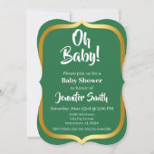 Groen en Goud Elegant Baby shower Kaart (Voorkant)