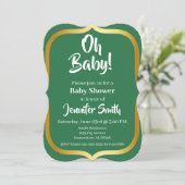 Groen en Goud Elegant Baby shower Kaart (Staand voorkant)