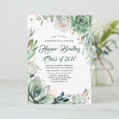 Groen en Goud | Elegant Graduation Party Kaart (Staand voorkant)