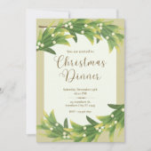 Groen en Goud Elegant Kerstdiner Kaart (Voorkant)