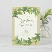 Groen en Goud Elegant Kerstdiner Kaart (Staand voorkant)