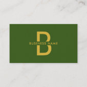 Groen en goud - elegant monogram Modern Profession Visitekaartje (Voorkant)