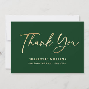Groen en Goud Elegant Schrift Modern Afstuderen Bedankkaart