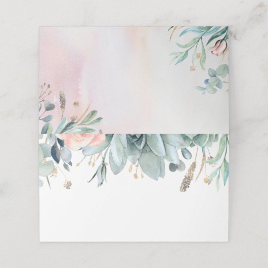 Groen en Goud Elegant Tuin Bruiloft Plaatskaartje (Buitenkant ongevouwen)