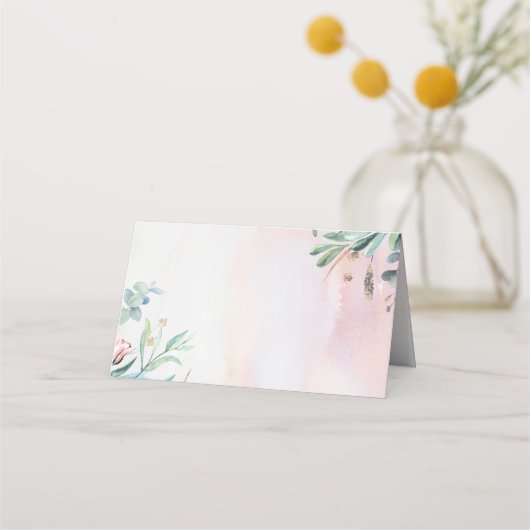 Groen en Goud Elegant Tuin Bruiloft Plaatskaartje (Achterkant)