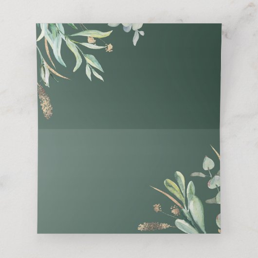 Groen en Goud Elegant Tuin Bruiloft Plaatskaartje (Binnenkant ongevouwen)