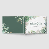 Groen en Goud Elegante Botanische Bruiloft Gastenboek (Volledig)