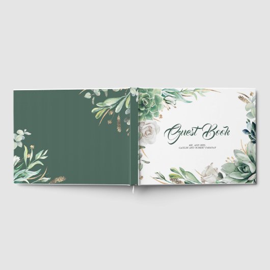 Groen en Goud Elegante Botanische Bruiloft Gastenboek
