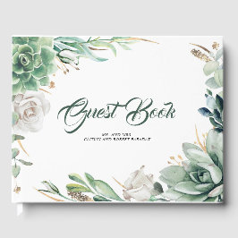 Groen en Goud Elegante Botanische Bruiloft Gastenboek
