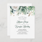 Groen en Goud Elegante Botanische Save the Date Aankondigingskaart (Voorkant / Achterkant)