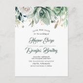 Groen en Goud Elegante Botanische Save the Date Aankondigingskaart (Voorkant)