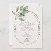Groen en goud elegante bruiloft menu kaart (Voorkant)