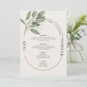 Groen en goud elegante bruiloft menu kaart (Staand voorkant)