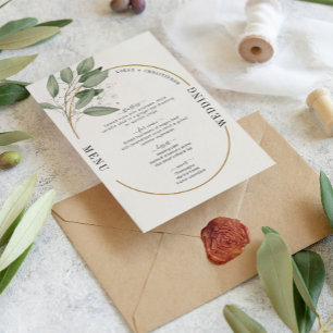 Groen en goud elegante bruiloft menu kaart