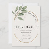 Groen en goud elegante bruiloft uitnodiging (Voorkant)