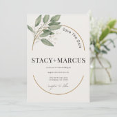 Groen en goud elegante bruiloft uitnodiging (Staand voorkant)