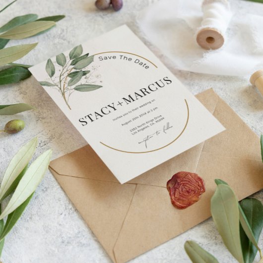 Groen en goud elegante bruiloft uitnodiging