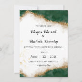 Groen en Goud Elegante Huwelijksuitnodiging Kaart (Voorkant)