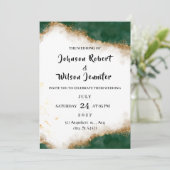 Groen en Goud Elegante Huwelijksuitnodiging Kaart (Staand voorkant)