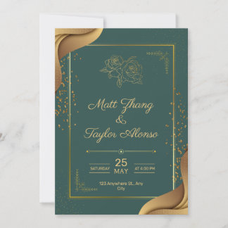 Groen en goud elegante trouwkaart kaart