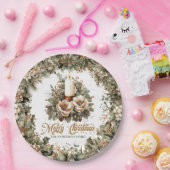  groen en goud en witte kerstkaars papieren bordje (Feest)