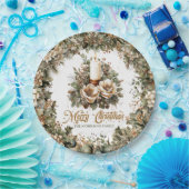 groen en goud en witte kerstkaars papieren bordje (Feest)