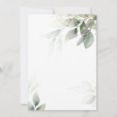 Groen en goud Eucalyptus Baptisme Uitnodiging (Achterkant)