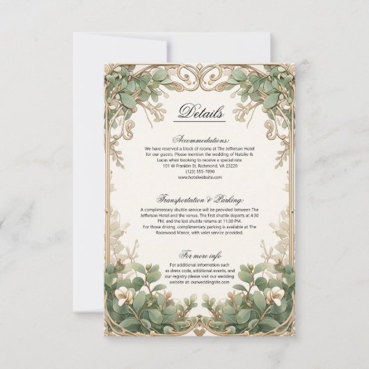 Groen en Goud Eucalyptus Greenery Wedding Details (Voorkant)