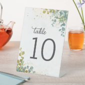Groen en goud eucalyptus trouwtafel nummer reclamebord met voetstuk (Insitu)