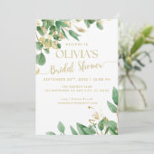 Groen en Goud Eucalyptus Vrijgezellenfeest Uitnodi Kaart (Staand voorkant)