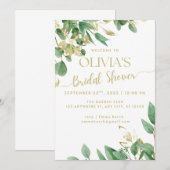 Groen en Goud Eucalyptus Vrijgezellenfeest Uitnodi Kaart (Voorkant / Achterkant)