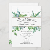 Groen en Goud Foliage Bridal Douche Uitnodiging (Voorkant / Achterkant)