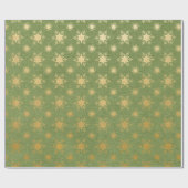 Groen en goud folie Kerstmis Cadeaupapier (Vlak)
