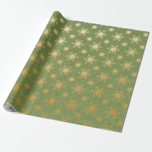 Groen en goud folie Kerstmis Cadeaupapier (Uitgerold)