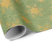 Groen en goud folie Kerstmis Cadeaupapier (Rol Hoek)