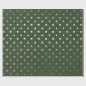 Groen en goud folie Kerstmis Cadeaupapier (Vlak)