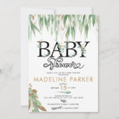 Groen en goud | Genderneutraal Baby shower Kaart (Voorkant)
