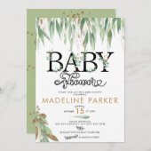 Groen en goud | Genderneutraal Baby shower Kaart (Voorkant / Achterkant)