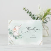 Groen en Goud Geometrisch Lijst Baby shower Bedankkaart (Staand voorkant)