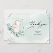 Groen en Goud Geometrisch Lijst Baby shower Bedankkaart (Voorkant)