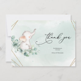 Groen en Goud Geometrisch Lijst Baby shower Bedankkaart