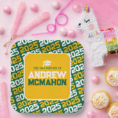 Groen en Goud Gepersonaliseerd Afstuderen Papieren Bordje (Feest)