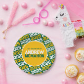 Groen en Goud Gepersonaliseerd Afstuderen Papieren Bordje (Feest)