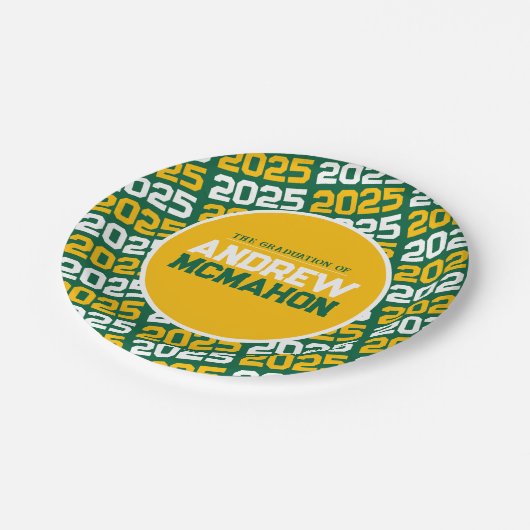 Groen en Goud Gepersonaliseerd Afstuderen Papieren Bordje (Gekanteld)