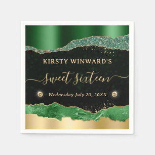 Groen en goud glinster glam tranen Sweet 16 Servet