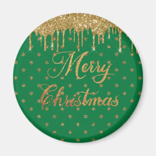 Groen en goud glinsteren - vrolijk kerstfeest  magneet